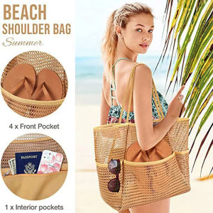 Mesh Bag Travel Beach Bag Tote Shopping Bag Large Net Handbag Shopping Bag Toiletry Storage Bag