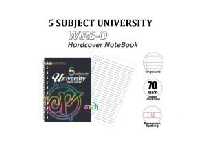 Spiral Wire-O 5 subject A5 University Note Book 70gsm 100 Pages