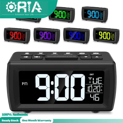 SG Stock ORIA FM Radio Alarm Clock for Bedrooms with Battery Backup Modern Digital Clock with Large Big Numbers Brightness Dimmer Bedside Digital FM Radio with Timer Date Week
