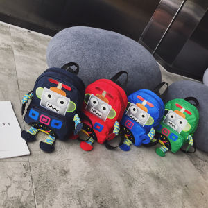Cartoon Robot Childrens Schoolbag Korean Kindergarten Boys and Girls Prevent from Getting Lost Backpack Cute Travel Backpack
