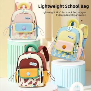 DGFDF Waterproof  Kids Backpack Adjustable Large Capacity Lightweight School Bag Portable Spine-Protecting Cute Color Block Backpack for Kindergarten Children