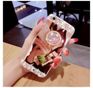 For Samsung Galaxy S23 S22 S20 Plus Ultra S21 S21 Plus Ultra S21 FE S8 S9 S10 Plus S10E S10 5G Casing Luxuy Crystal Bling Diamond Jewelry Mirror Case with Bling Ring Stand Silicon Cover Case