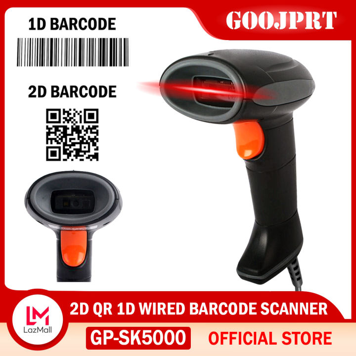 GOOJPRT GP-SK5000 1D 2D QR Codes Portable Wired Barcode Scanner for POS ...