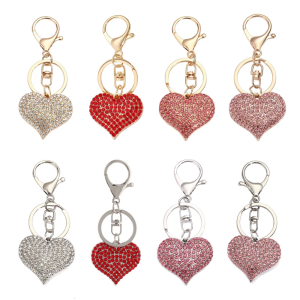 Elegant Heart Keychain Full Rhinestones Cut Design Lightweight Build Keyring Ornament for Travel or Daily Carry
