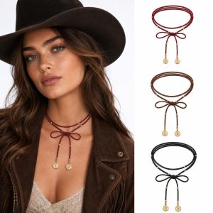 SHIRUI Y2K Vòng cổ choker thắt nút Nhiều Lớp Có thể điều chỉnh Dây chuyền đeo cổ Chuỗi dài Vòng cổ nhiều lớp Phụ nữ