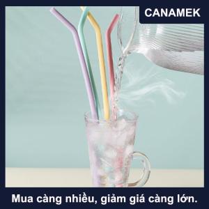 【CANAMEK】 4pcs cấp thực phẩm đầy màu sắc Silicone ống hút cho trẻ em uống nước uống nước trái cây cong ống hút tái sử dụng Cocktail ống hút