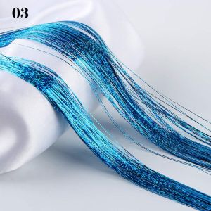 WRAPPER PRIVATE26WR6 100 Strands Streak Clubbing Synthetic Hair Bling Silk Glitter Rainbow Color Hair Extension Hair Tinsel