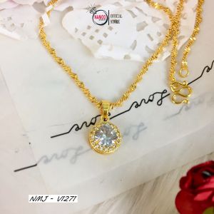 Dây Chuyền Nữ V1271 Mạ Vàng Mặt Tròn Nhỏ Đính Đá Thời Trang Thanh Lịch
