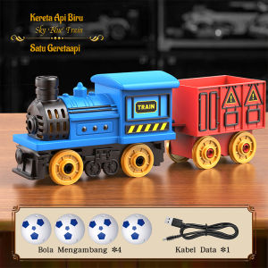 Mainan Kereta Uap Retro untuk Anak: Model Listrik dengan Bola Melayang Inersia Hadiah Ulang Tahun yang Edukatif