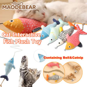 MAODEBEAR Cat Toy Fish Teeth Grinding Plush Toy Catnip Chew Interactive Relief Teasing Training Toy kucing