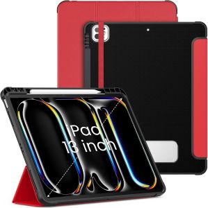 for iPad Pro 13 inch Case M4 iPad Air 13 inch Case 2024 with Pencil Holder PU Leather Trifold Stand Protective Auto Wake Sleep Samrt Case for iPad Pro 12.9 2022 2021 2020 2018