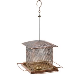 QEFEE Large Capacity Garden Bird Feeder Iron Heavy Duty Bird Food Bowl Bird Raising Tool Hanging Parrot Feeding Station Outdoors