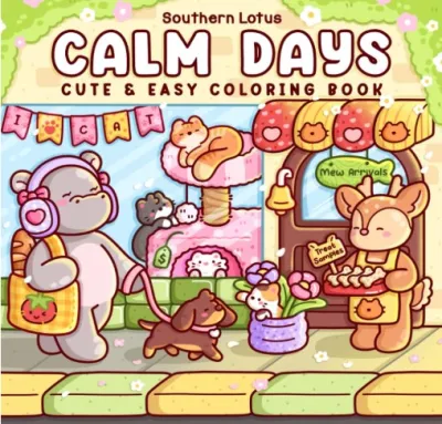 Little Corner Cute & Comfy Coloring Book 25 pages Aesthetic Relaxing Healing Ukuran A5