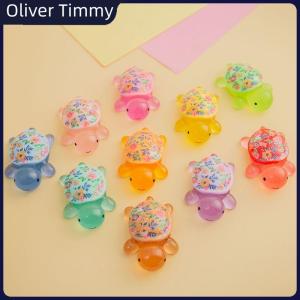 [Oliver Timmy] Cartoon Luminous Turtle Flower Printing Turtle Diy Ornament Glow-in-the-dark Resin Accessories Aquarium Fish Tank Miniature