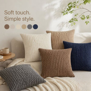 Vixplorn 45*45cm Throw Pillow Case with Zipper Soft Decorative Solid Boho Striped Pillow Case for Sofa