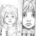 MJ19 Gambar Mewarnai Dewasa Grayscale - Tema Ekspresi Wajah Anak. 