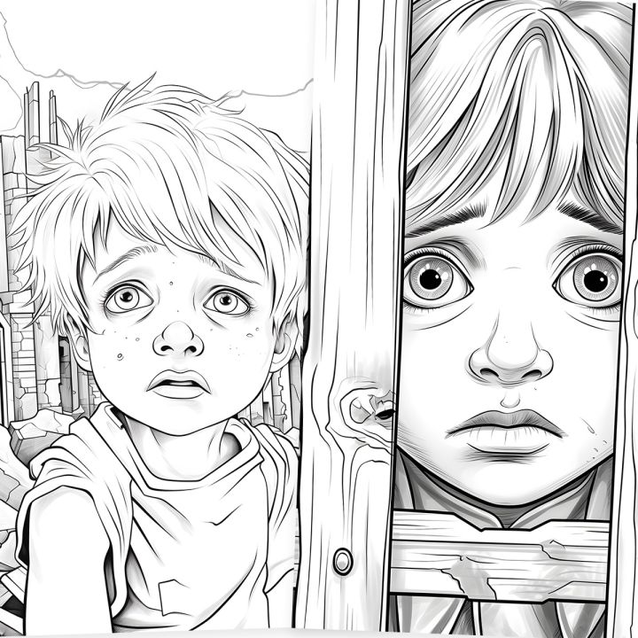MJ19 Gambar Mewarnai Dewasa Grayscale - Tema Ekspresi Wajah Anak