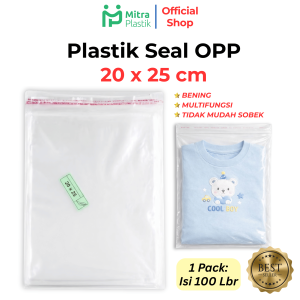 Plastik Seal OPP 20x25 (100 lembar) / Plastik Seal 20 x 25 Bening Lem Rekat Hijab Kaos Undangan