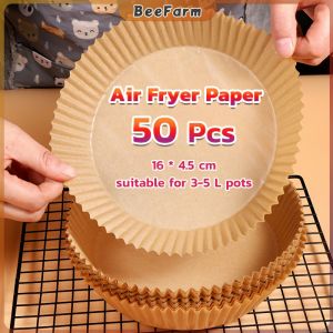 B.F. 50 PCS Air Fryer Paper Liner Disposable Air Fryer Sheet Oil-proof Parchment Paper Non-Stick