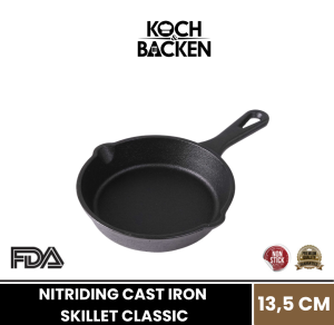KOCH&BACKEN Nitriding Pre-seasoned Cast Iron Skillet Classic - Panci Wajan Besi Cor Murni Anti Lengket
