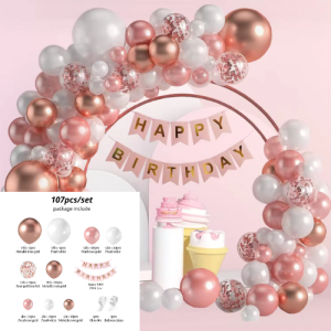 Mawar Emas Balon Garland Set Mutiara Putih Metalik Emas Confetti Set Balon Untuk Pesta Ulang Tahun Paket Dekorasi Rose Gold