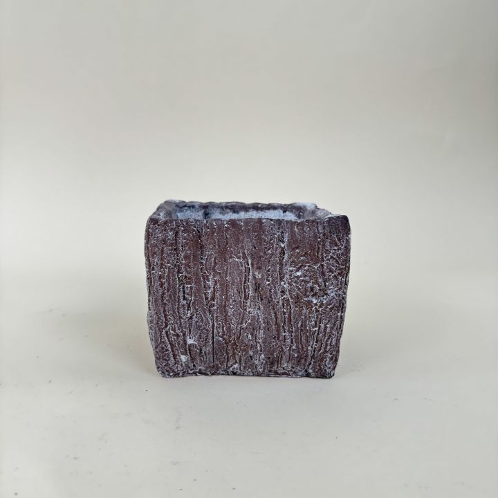 Oriental Fine Art กระถางปูนลายไม้ทรงสี่เหลี่ยม