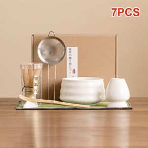 MINUTE 4/7PCS Cấp thực phẩm Bộ trà Matcha Nhật Bản Có thể tái sử dụng Gốm tre Bàn chải khuấy matcha Khuấy trộn An toàn Chổi đánh trà xanh