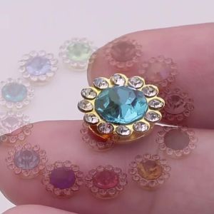 WH 50pcs Fashion Sunflower 10mm/12mm/14mm Round Crystal Sew on Rhinestone for DIY Clothing Garment Accessories