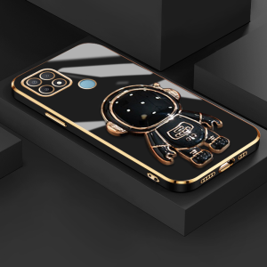 Casing Ponsel untuk OPPO A15 A15s A35 A16 A16s A54s A16k A16e Case 3D pola astronot Kesing HP pelapisan permukaan batas Gel silika Softcase wadah Phone Stands lensa kamera Casing
