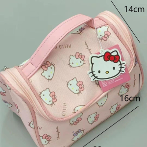 EchoBliss  กระเป๋าเครื่องสำอาง HelloKitty กระเป๋าใส่เครื่องสำอางน่ารักแบบพกพาความจุสูงสำหรับการเดินทางของผู้หญิง