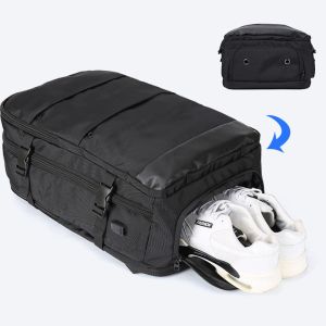 Balo du lịch ngăn đựng giày chống nước có sạt USB công nghệ mới Full đen Suntown có tăng đưa GSR GF55 Shalla