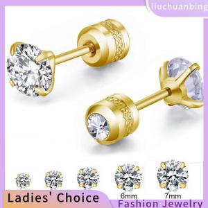[COD] liuchuanbing Jewellery ต่างหูเกาหลีเซอร์คอนคริสตัลคู่ทำจากสแตนเลสสตีล1ชิ้นสำหรับผู้หญิงต่างหูแบบหมุดเกลียวเครื่องประดับร่างกายป้องกันอาการแพ้