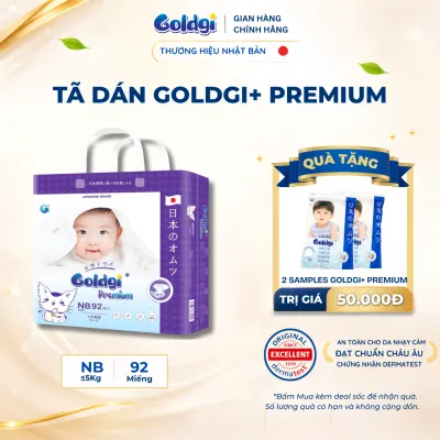 Tã dán Goldgi Premium cao cấp mềm mại như nhung siêu khô thoáng chống tràn đủ size cho bé