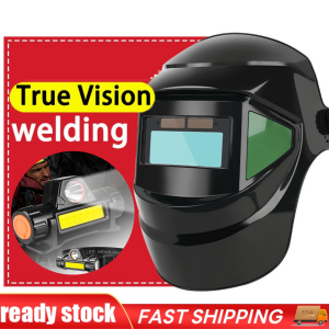 MERISHOP Topeng Helm Las Otomatis listrik otomatis pelindung wajah Auto Dimming + Senter Led