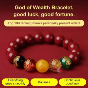 ✨Wealth God Bracelet For Luck And Prosperity/Mens Five-Way Fortune Wealth God Bracelet/Red Cinnabar Attracting Money Charm Bracelet/X23062602CF朱砂开运增财运珠五路财神手链