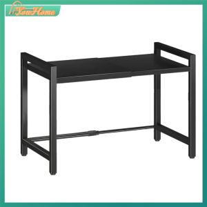 Expandable Countertop Microwave Rack with Non-Slip Base for Secure Kitchen Storage