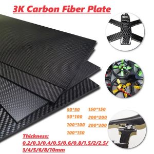 3K Carbon Fiber Sheet / Plain Weave Composite Panel - 0.2-10mm Thick 50x50 To 200x200mm For Model Accessories & DIY Craft Projects