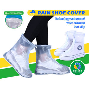 Waterproof Rain Shoe Cover Transparent Silicone Non-slip Rain Boots with Zipper Rubber Shoes Protector Boots