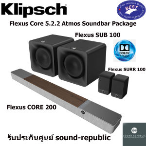 Klipsch Flexus CORE 200 (walnut)  + Flexus SURR 100 Wireless Surround + Flexus SUB 100X2 5.2.2 Atmos Soundbar Package