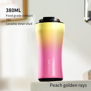 BINCOO Thermal Coffee Cup Ceramic Inner Vacuum Flask 316 Stainless Steel Water Bottle Portable Car Cup 330ML