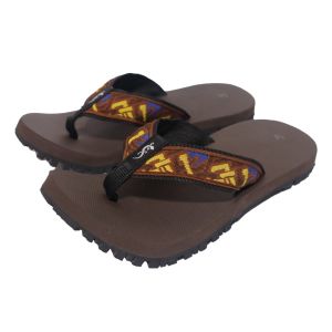 Outdoor slippers SANTH079 brown tribal design strap with brown slipsole (Available Sizes 5 6 7 8 9 10 11 12)