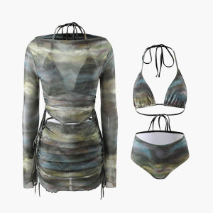 IEAGO Original 4in1 Bikini Set Swimsuit for Women New 4 Piece Set Swimwear Bathing Suit Swimming Suits Beachwear Biquini