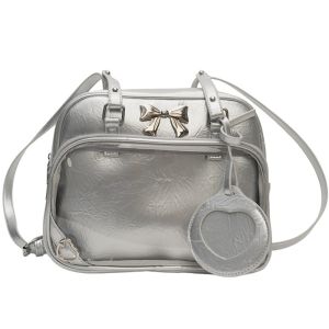 VGFD Y2k Bow Harajuku Ita Bag Sweet Leather Transparent Itabag Japanese Style DIY Doll Badge Display Student Backpack Female