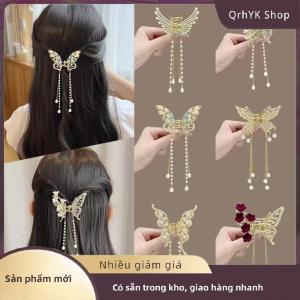 Hàng có sẵn✨ Tinh tế Rhinestone bướm tua tóc Claw Clip Hàn Quốc mới ponytail Braid ngọc trai Kẹp Tóc Cô Gái cua kim loại mũ Quà Tặng