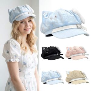 CANICECA Cat Ears Womens Beret Japanese Style Anime Newsboy Cap Cute Sweet Baseball Cap Everyday Outfits
