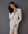 Ivory maxi wedding dress, civil wedding dress with cut on the leg, rehearsal ivory dress, simple wedding dress, bridal maxi dress. 