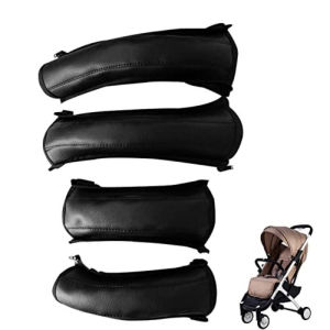 4pcs Cover Pelindung Sandaran Tangan Stroller Bayi Kulit PU Sarung Tangan Pelindung Pegangan Stroller