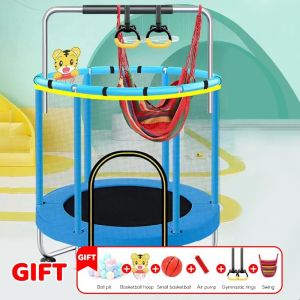Upgraded 3 IN 1 Trampoline For Kids With Ring-shaped Handrail Baby Safety Jumper Indoor Bouncing Bed