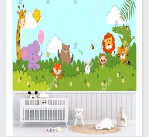 Promo wallpaper dinding animasi hewan 3D - wallpaper dinding kamar anak - wallpaper playground 3d