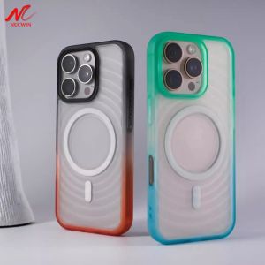 Luxury Gradient 3D Water Ripple for Magsafe Case for iPhone 17 12 13 14 15 16 Pro Max Transparent PC Shockproof Magnetic Cover